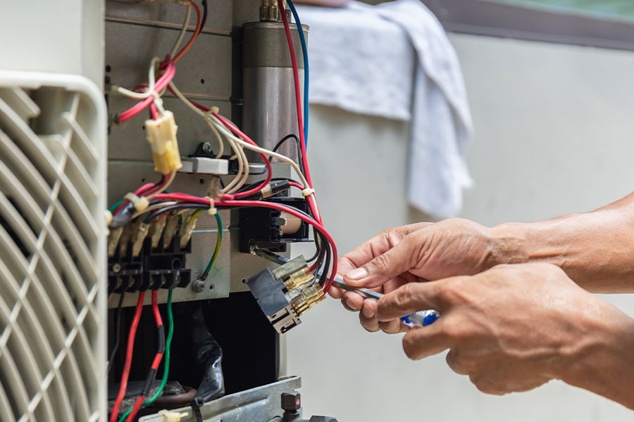 Furnace repair service in progress